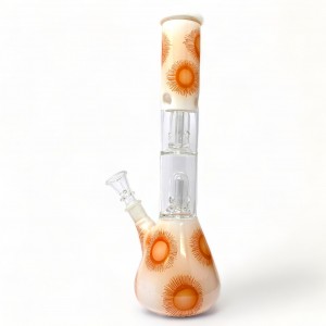 12" Assorted Design Double Dome Perc Beaker Water Pipe - [BK240]
